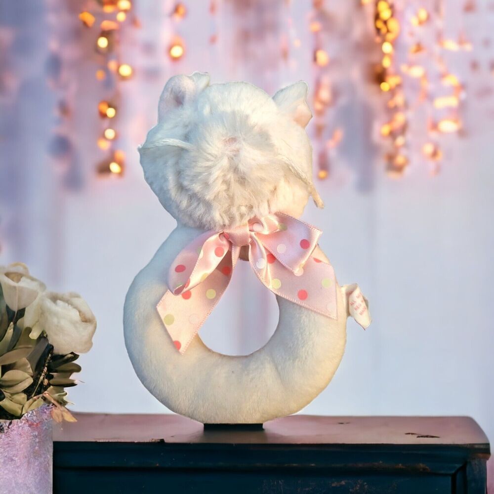 Bearington Baby Collection Huggie Bear Rattle Pink White